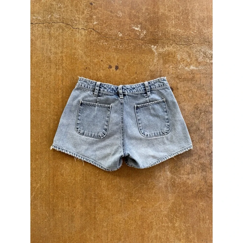 VTG 90s GAP Mini Booty Denim Shorts Distressed Western Y2K WMS 0 26W Blue